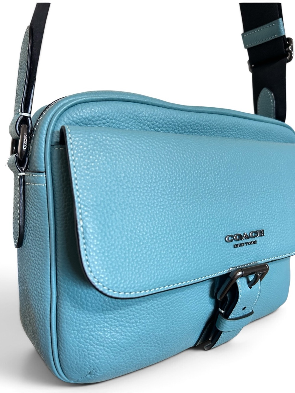 COACH Hudson Gender Neutral Natural Pebble Leather Crossbody Bag NWT - Picture 3 of 11